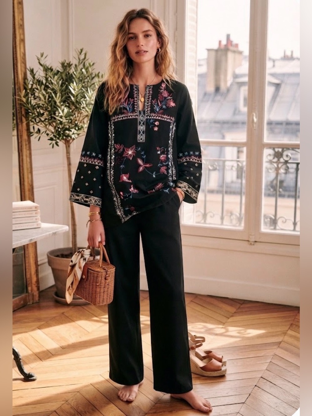 Beechtree New With Tag (NWT) Black Embroidered Khaddar Two-Piece Outfit. Size M